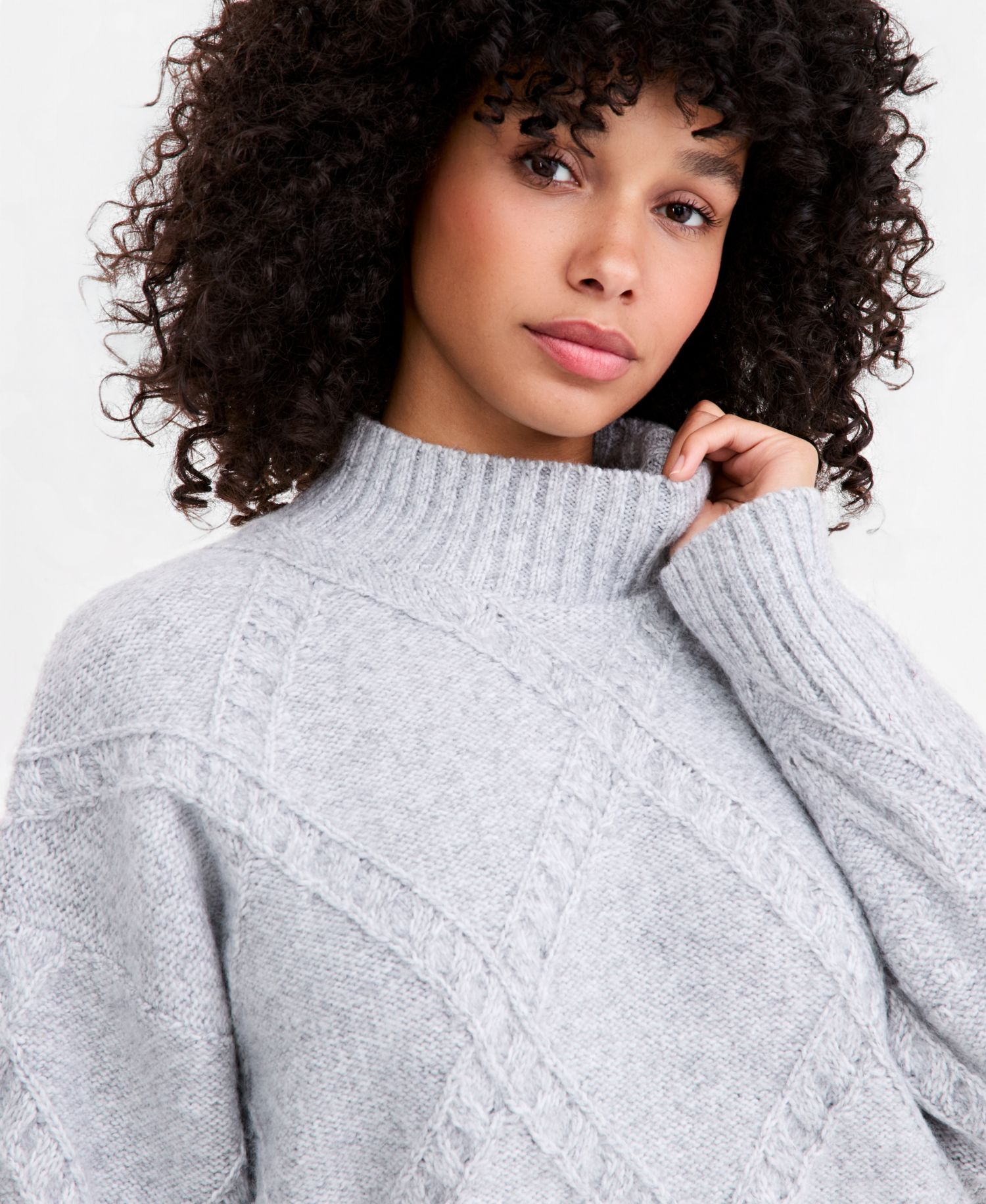 Women's Cable-Knit Mock Neck Sweater