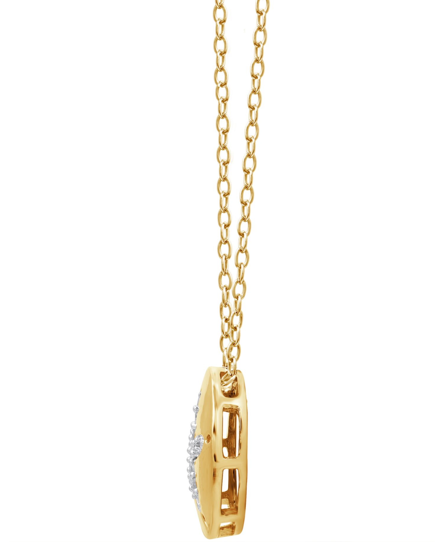 Diamond Sand Dollar 18" Pendant Necklace (1/10 ct. t.w.) in 14k Gold-Plated Sterling Silver