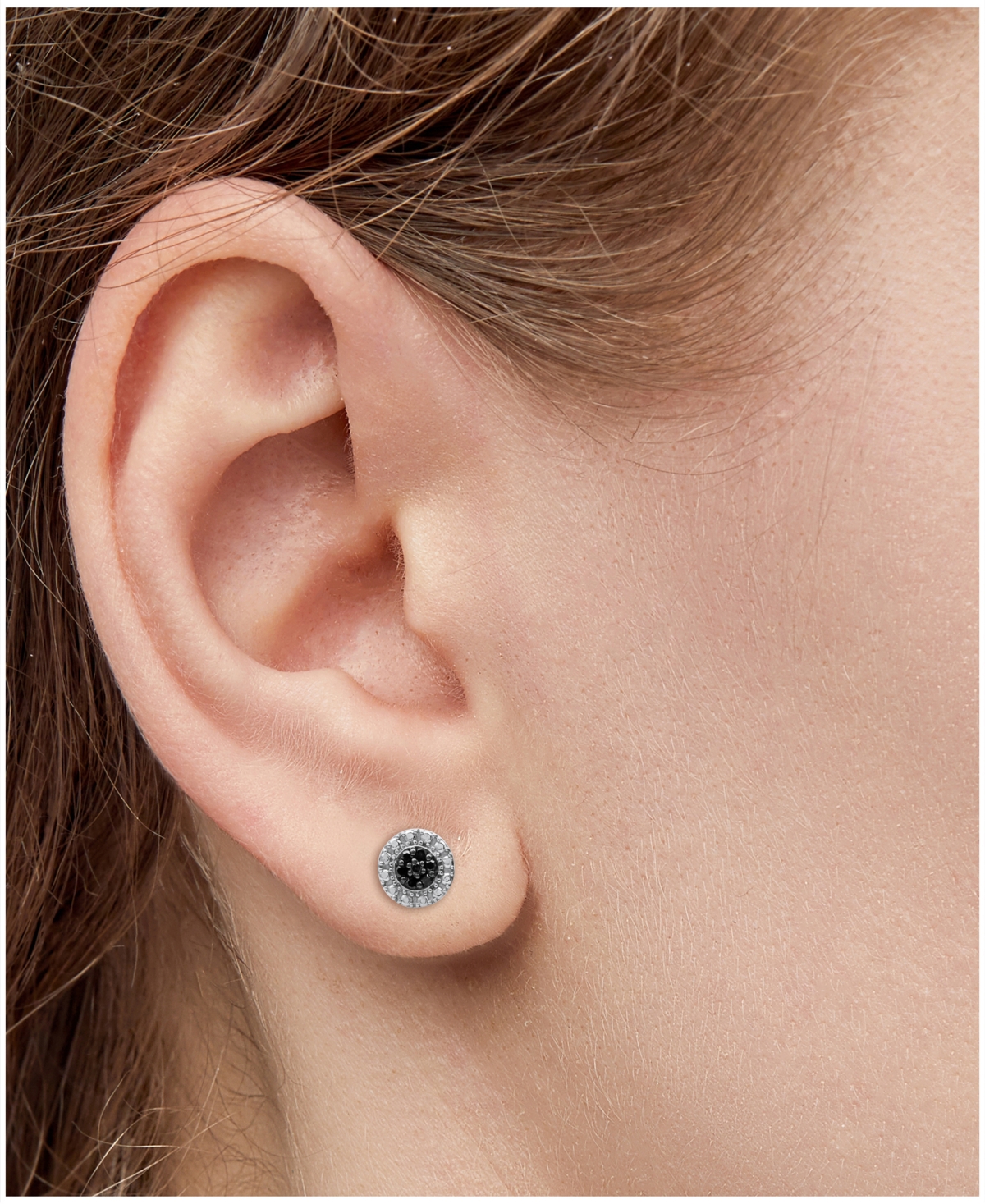 Black Diamond Cluster Stud Earrings (1/6 ct. t.w.) in Sterling Silver