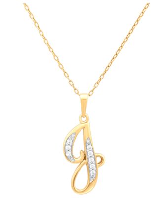 Diamond J Initial 18" Pendant Necklace (1/10 ct. t.w.) in Sterling Silver