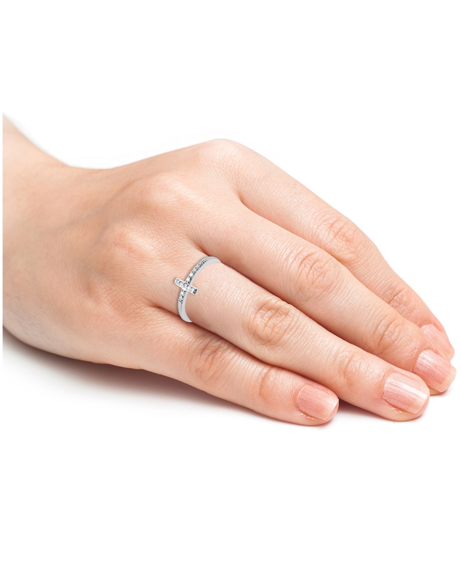 Diamond Cross Ring in Sterling Silver (1/10 ct. t.w.)