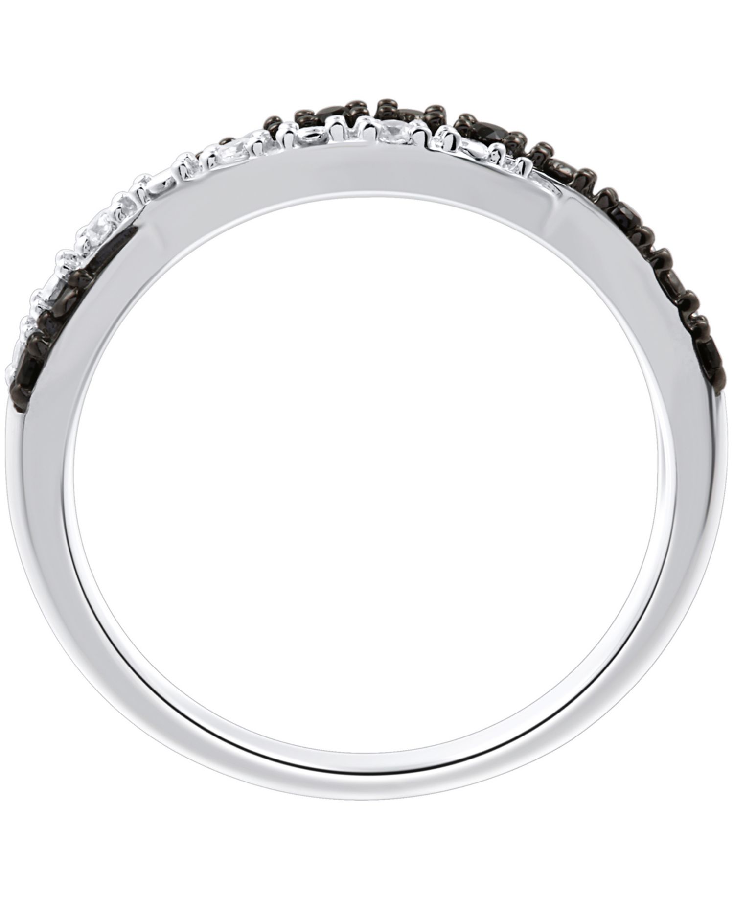 Black and White Diamond Weave Ring in Sterling Silver (1/10 ct. t.w.)