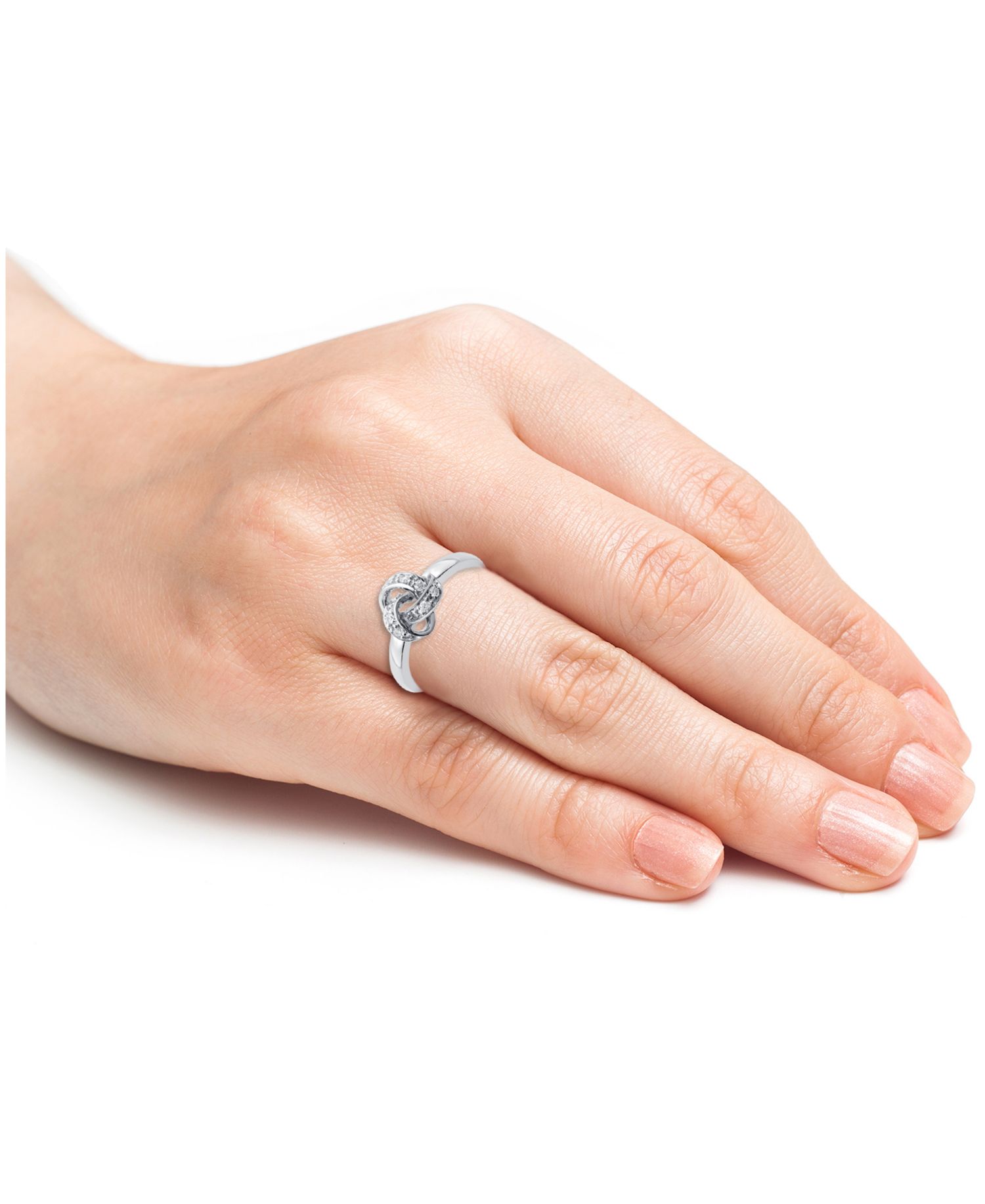 Diamond Love Knot Ring in Sterling Silver (1/10 ct. t.w.)