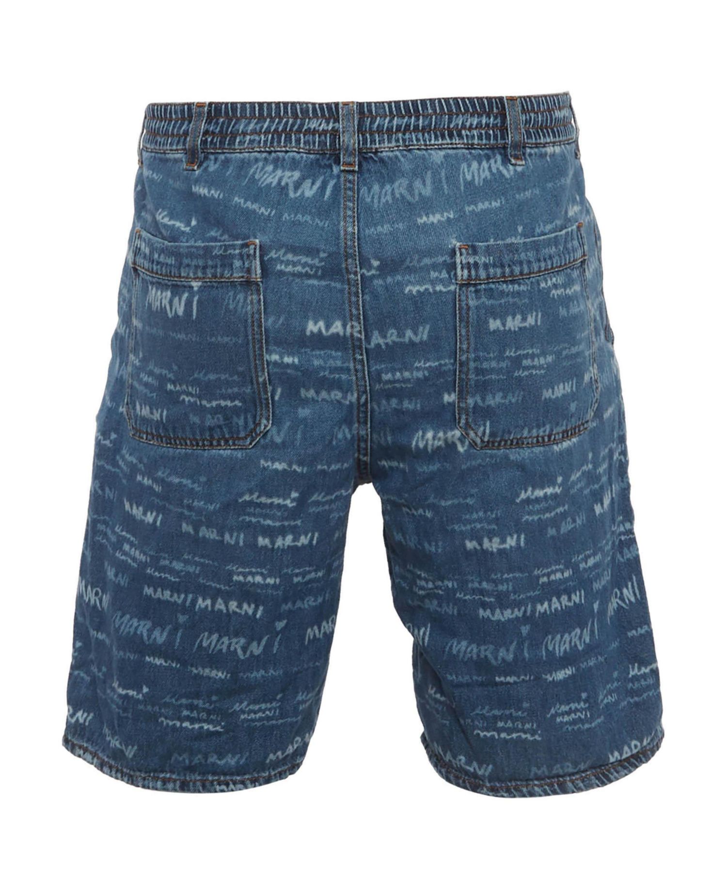 Men's Logo Print Denim Drawstring Shorts
