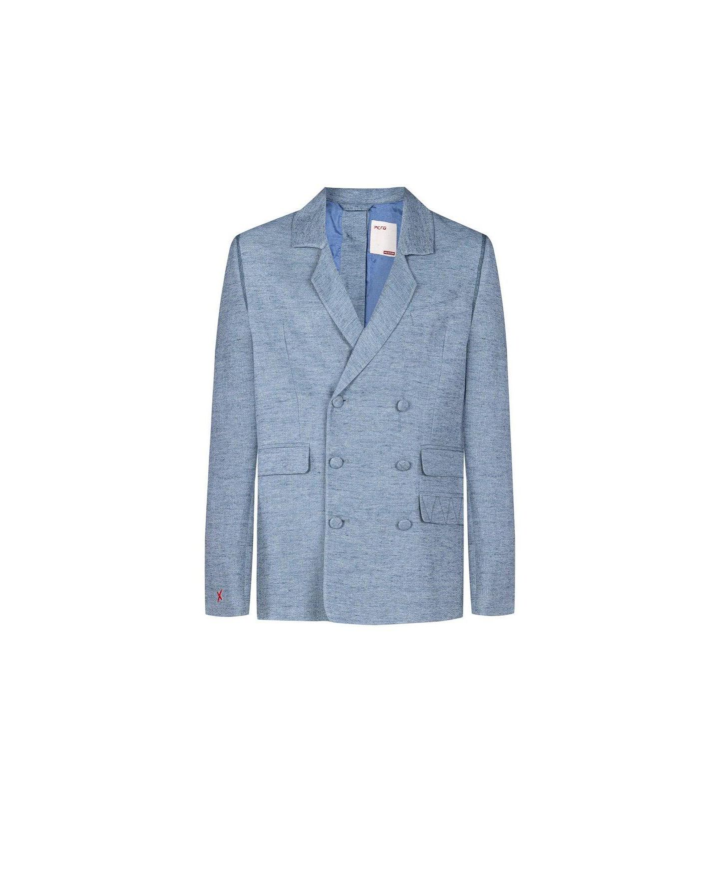 Мужской пиджак PCFG Free Heaven Linen Oversized Blazer, цвет: Синий — фото 3
