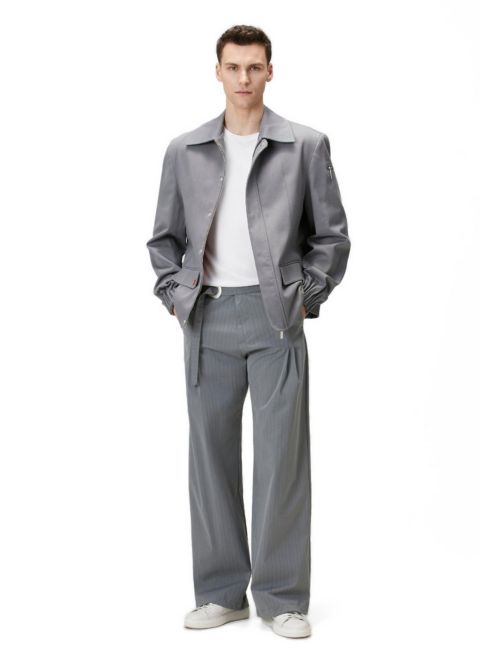 Мужской ремень PCFG Cotton Blend Striped Woven Pant With Belt, цвет: Серый