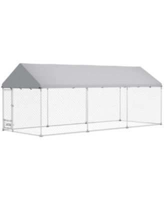 Outdoor Dog Kennel Dog Run with Rotatable Bowl Rack and Cover