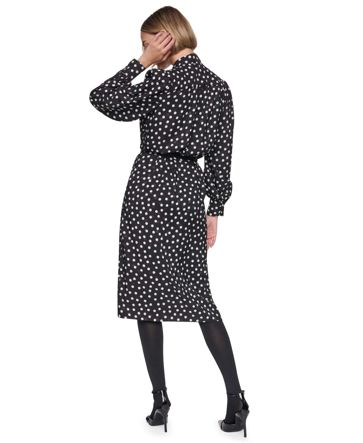 Women's V-Neck Long-Sleeve Bow Wrap Dress