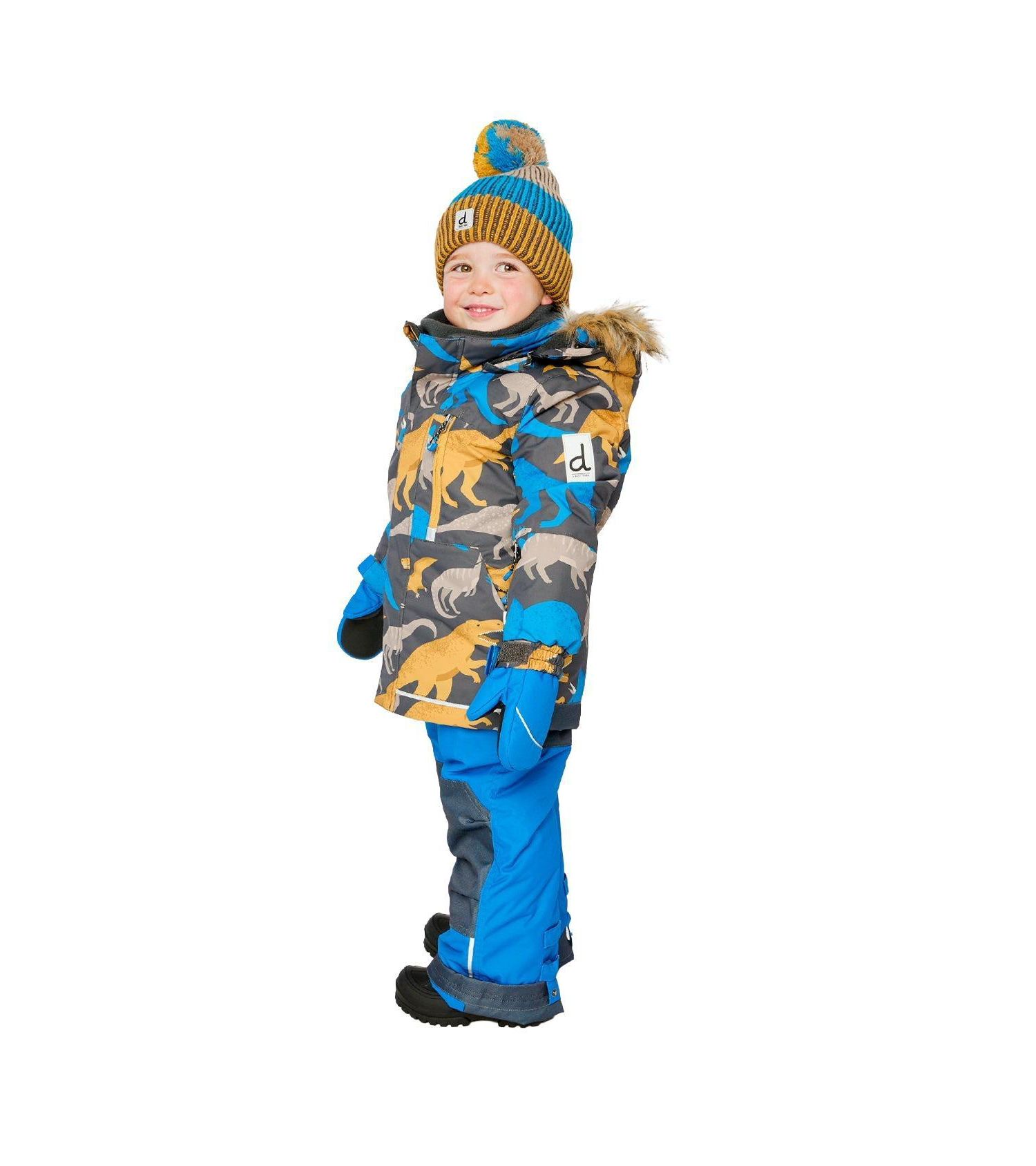 Little and Big Boy Two Piece Play Snowsuit Dinosaur Print with Pants
