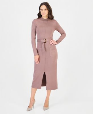 Women's Mock Neck Long-Sleeve Sweater Dress
