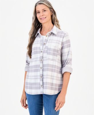 Women's Plaid Flannel Knit Shirt