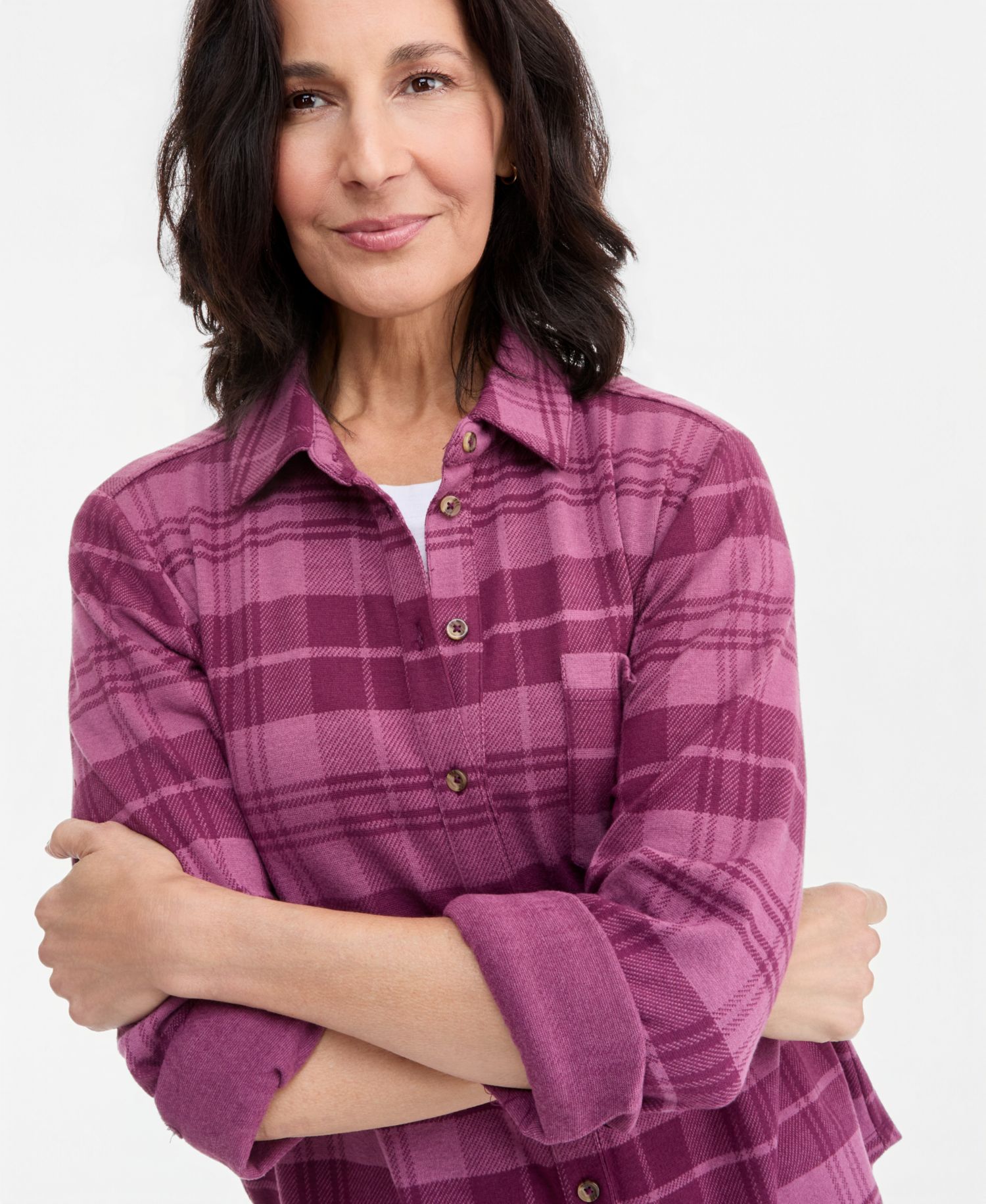 Women's Plaid Flannel Knit Shirt