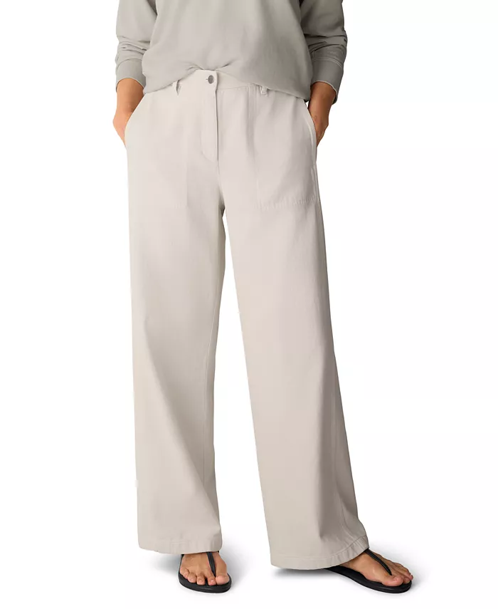 Women's High-Waist Wide-Leg Cotton Pants