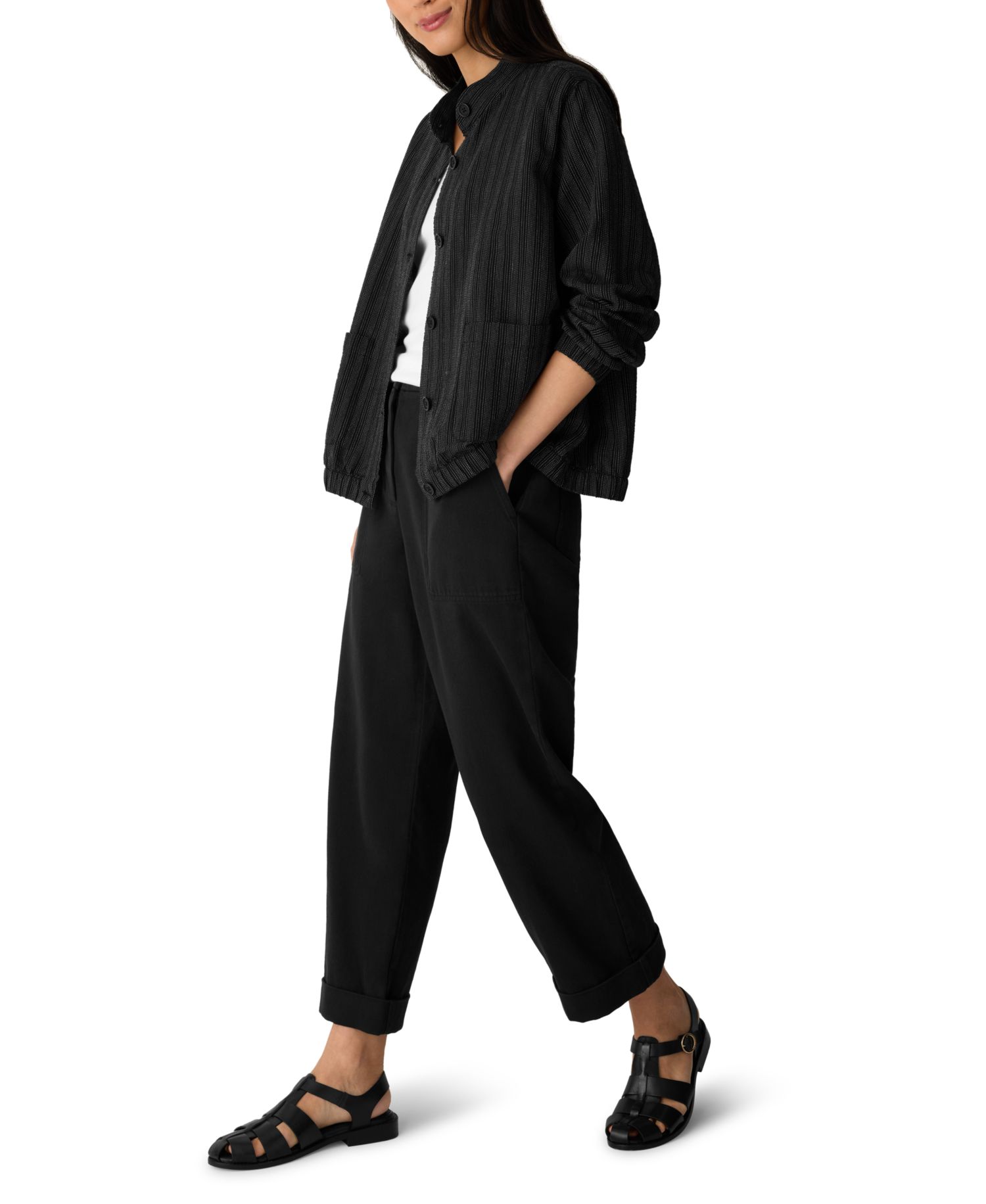 Women's Band-Collar Long-Sleeve Jacket