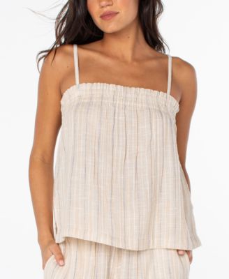 Women's Poolside Crop Striped Pull-On Top