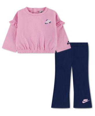 Baby Girls' Ruffle Crewneck Sweatshirt and Flare Leggings, 2-Piece Set