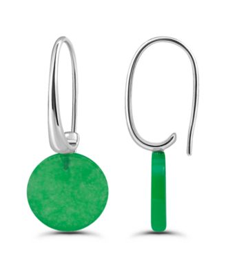 Genuine Howlite Chrysocolla Round Disc Hardwire Fishhook Drop Earrings