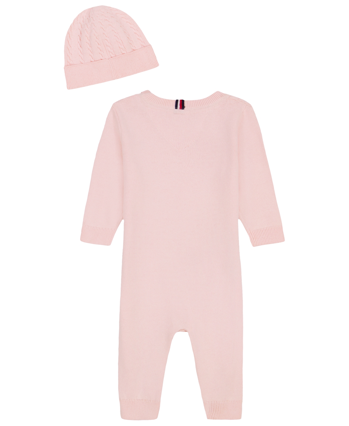 Tommy Hilfiger Baby Girls' Crewneck Coverall and Hat, 2-Piece Set