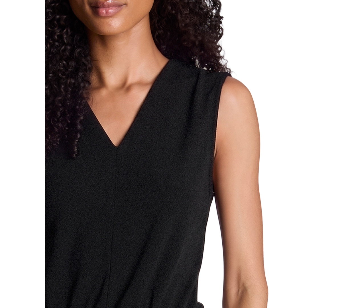 Kenneth Cole Women's V-Neck Asymmetric Hem Midi Dress