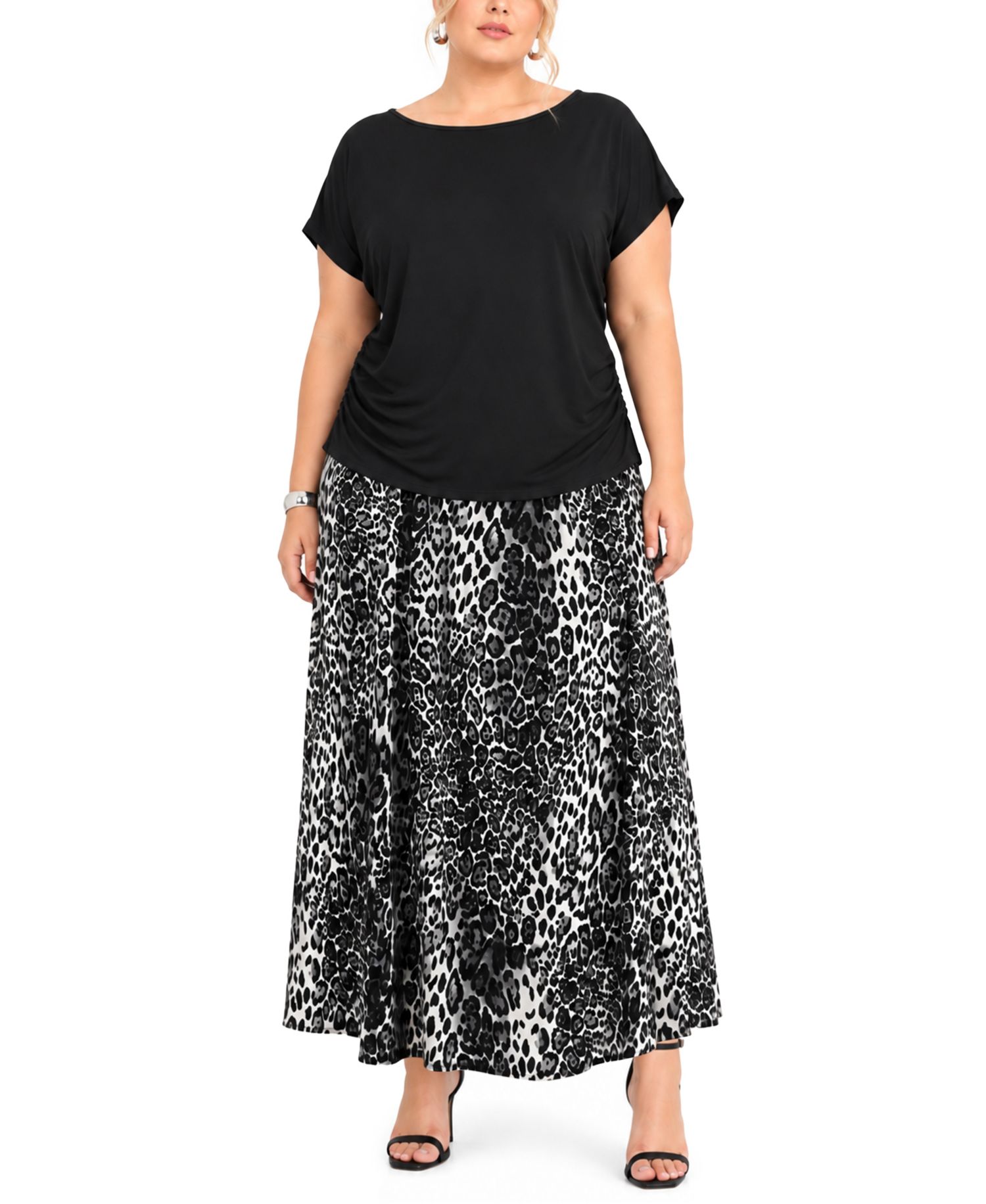 Plus Size Techno Crepe Short-Sleeve Ruched Top