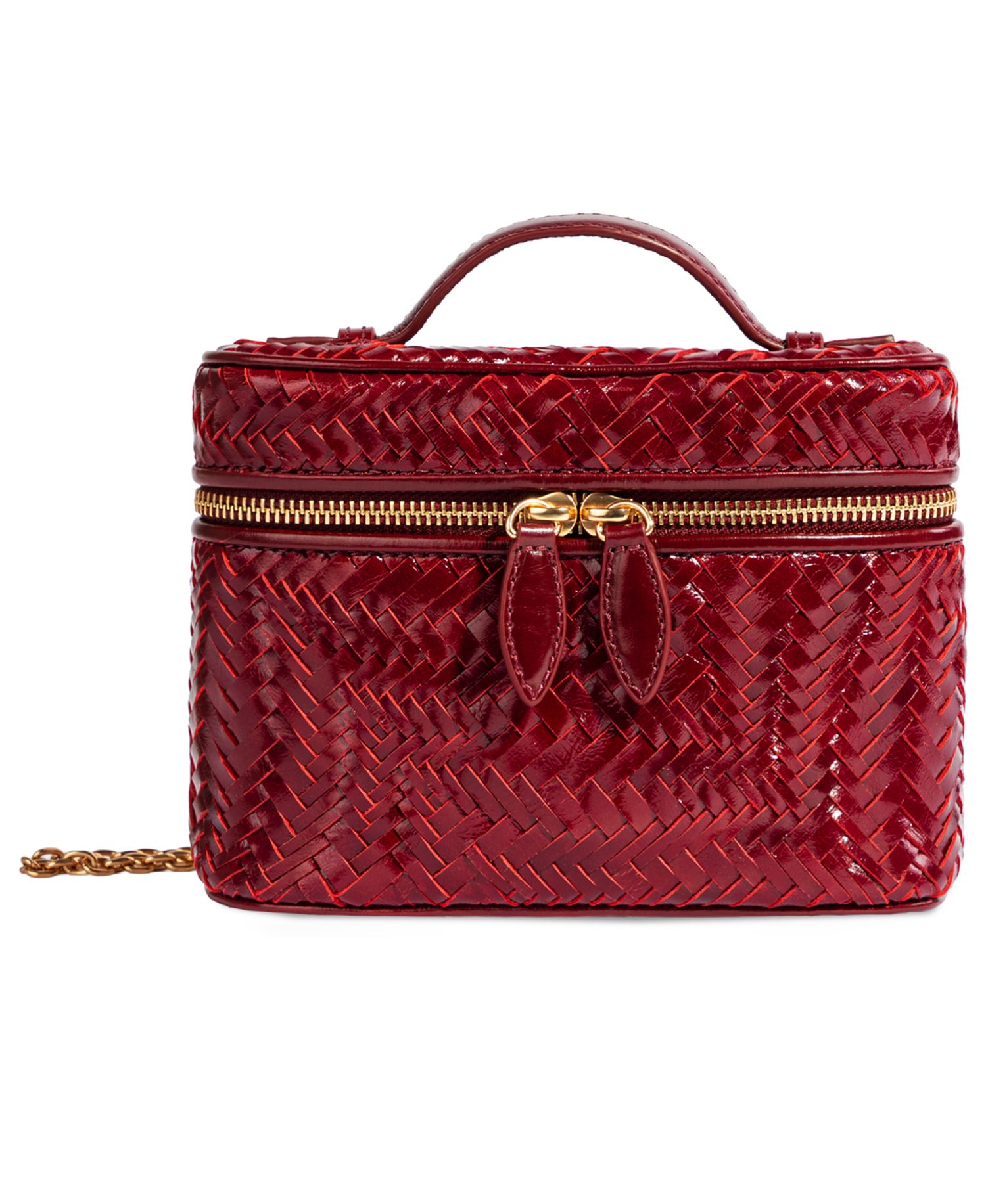 Charli Woven Leather Small Top Handle Crossbody Handbag