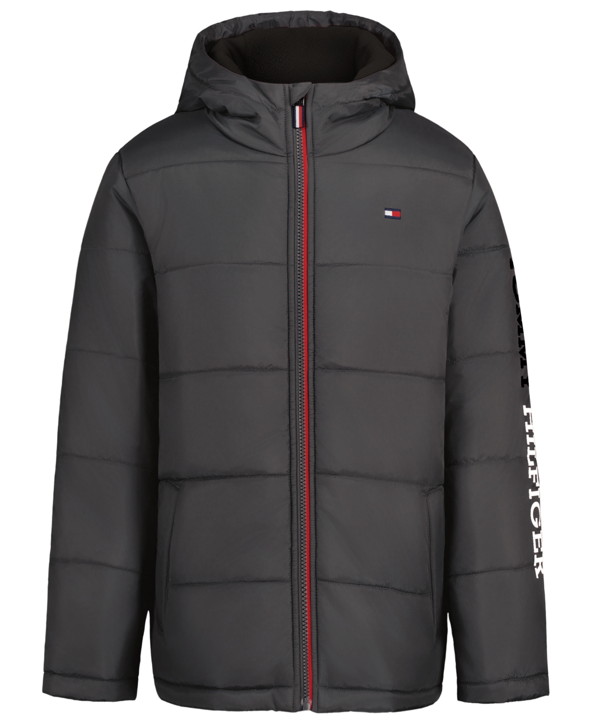 Tommy Hilfiger Boys' 4-7 Logo Puffer Jacket - Dark Gray