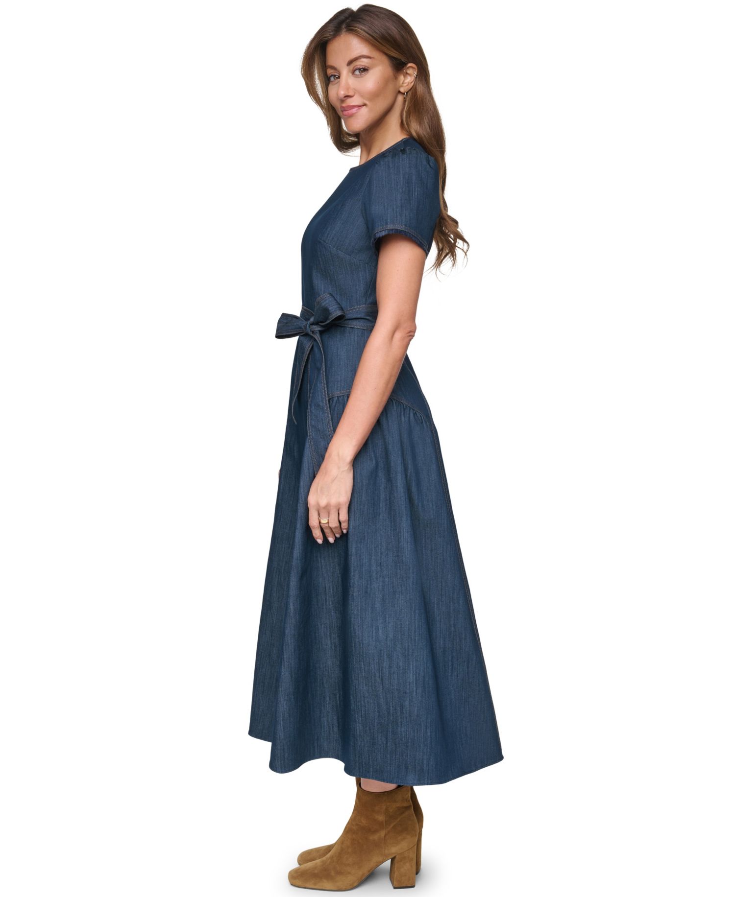 Women's Crewneck Fringe-Trim Midi Dress