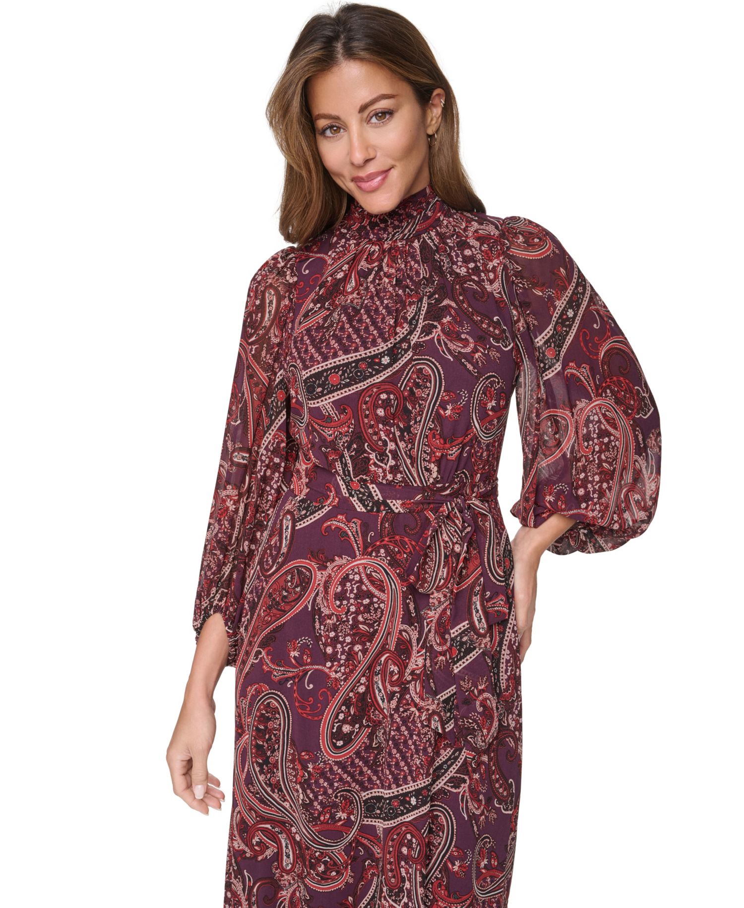 Plus Mock Neck Tiered Maxi Dress