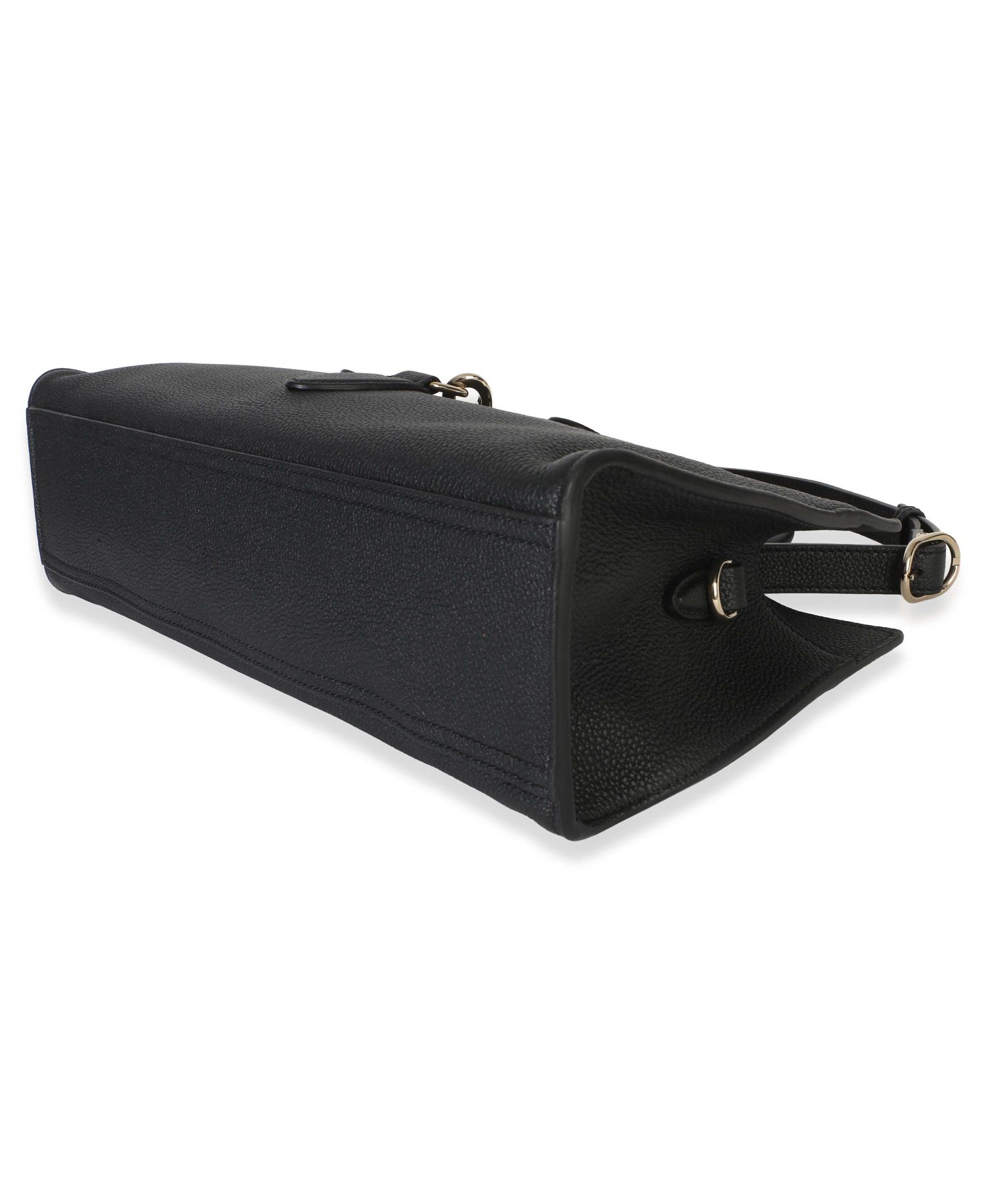 Black Pebbled Calfskin Medium Jackie Tote Bag