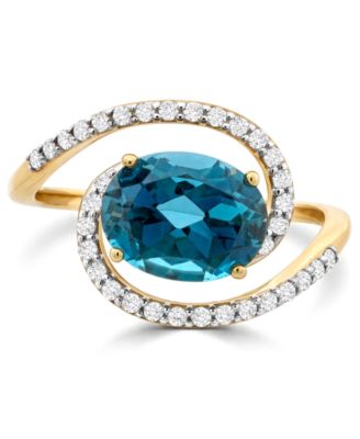 London Blue Topaz (2.20 ct. t.w.) & Diamond (1/4 ct. t.w.) Ring in 14k Yellow Gold