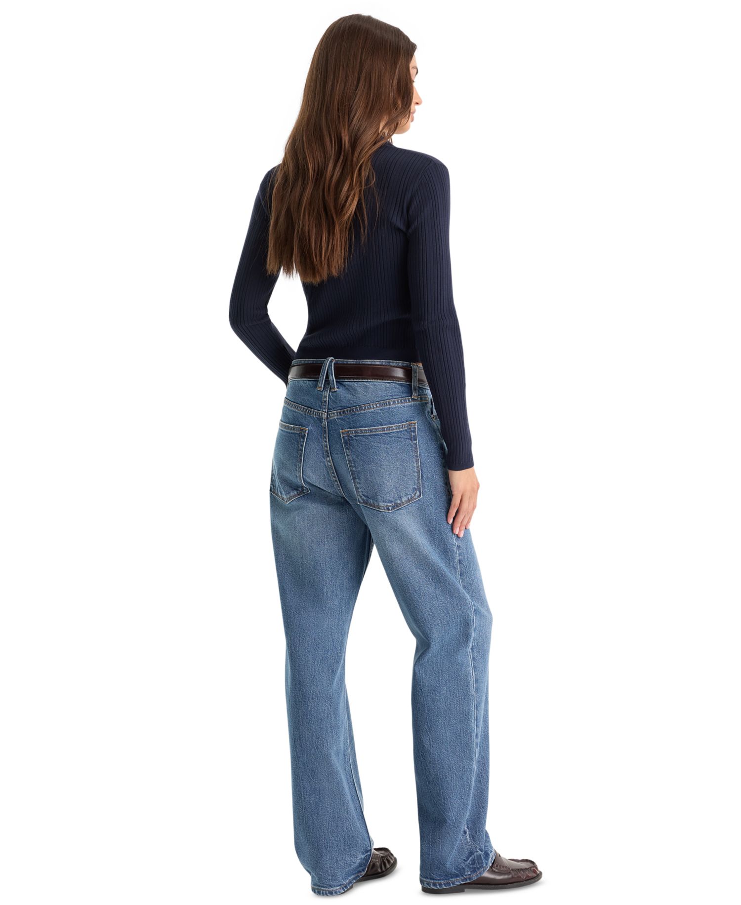 Women's High-Waisted Straight-Leg Cotton-Blend Jeans