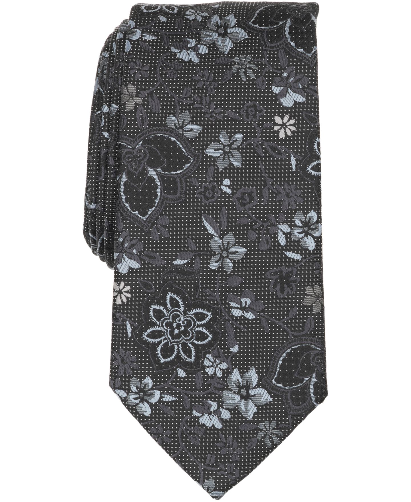 Мужской классический галстук Perry Ellis Merler с цветочным узором, цвет: Чёрный — фото 1