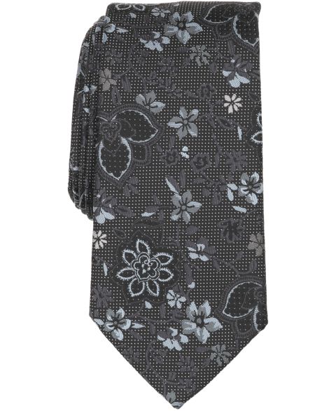 Мужской классический галстук Perry Ellis Merler с цветочным узором, цвет: Чёрный