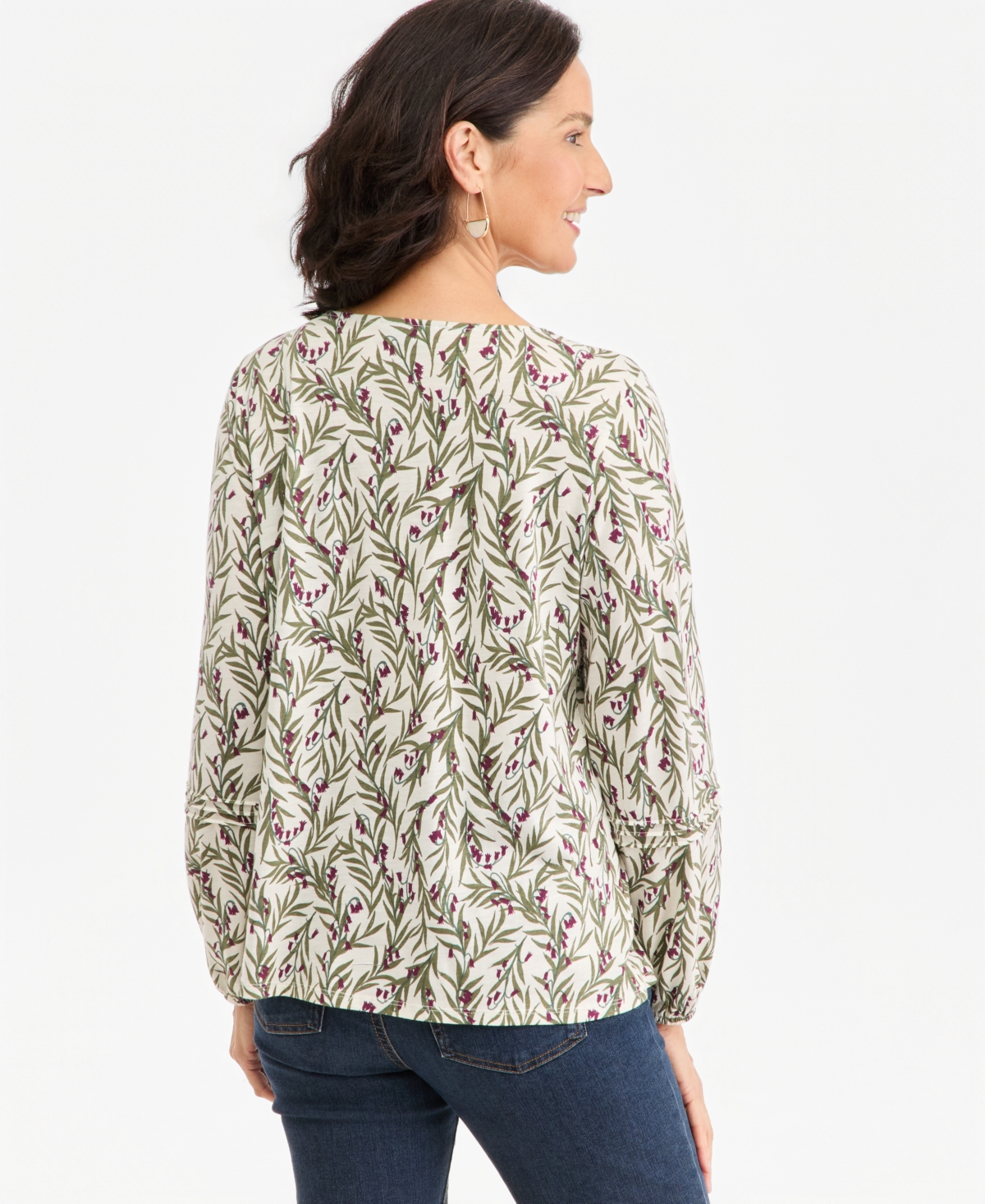 Style & Co Women's Printed Pintuck V-Neck Knit Top, Macy's Exclusive