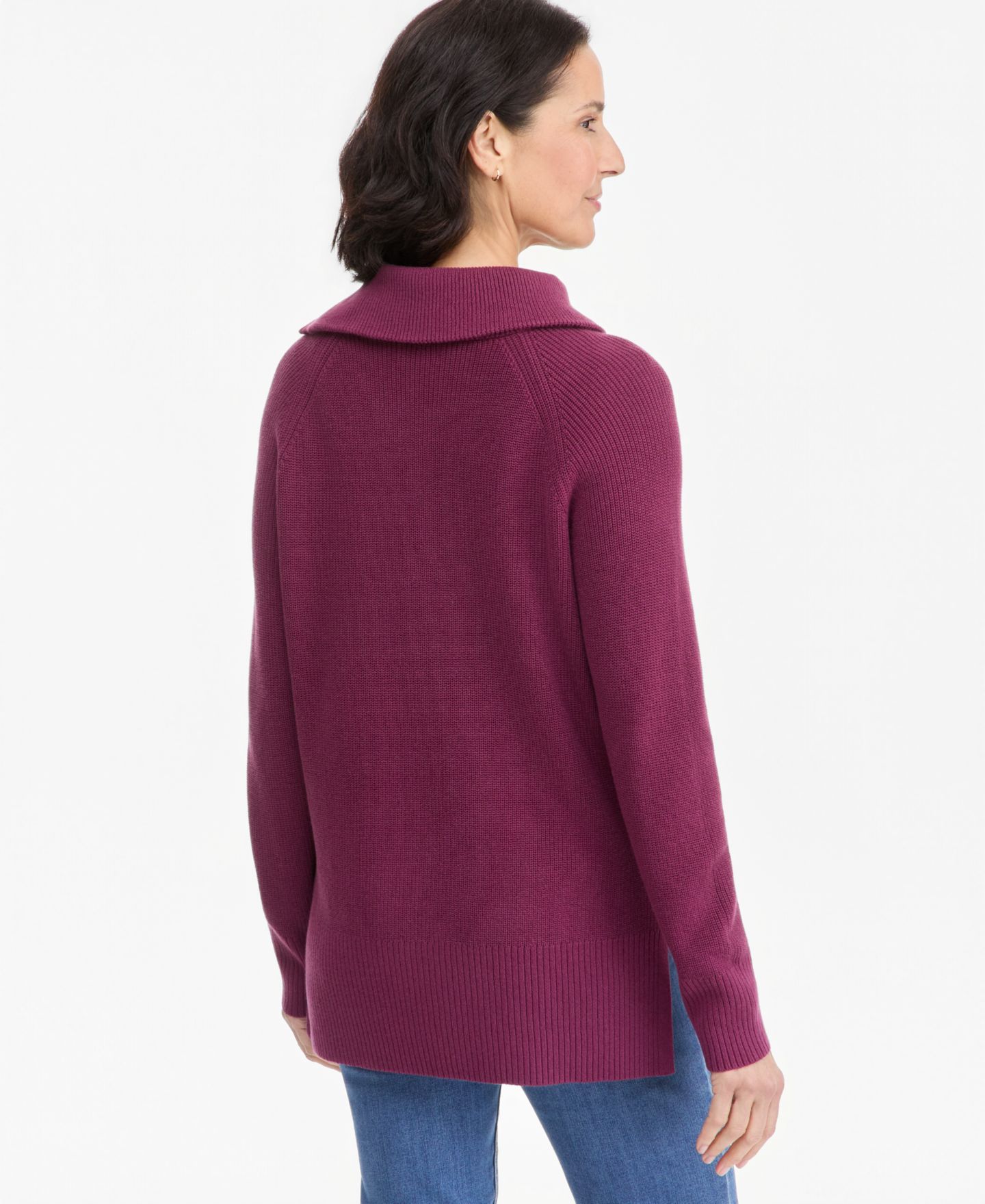 Женский свитер Style & Co Petite High-Neck Zip Cotton, цвет: New Brickberry — фото 3