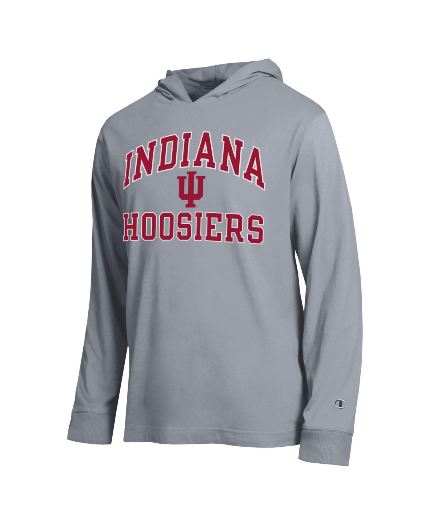 Men's Heather Gray Indiana Hoosiers High Motor All-Star Long Sleeve Hooded T-Shirt