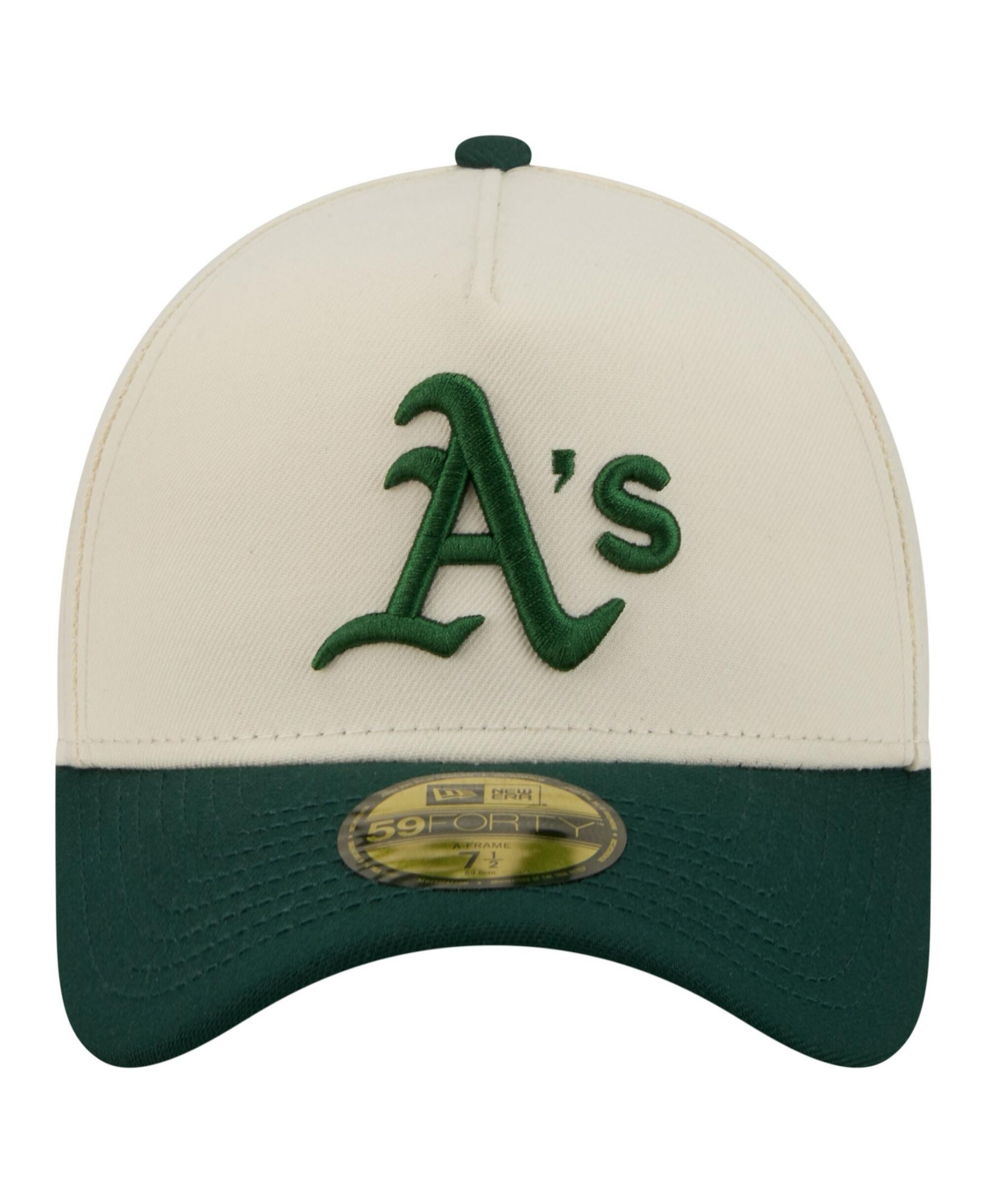 New Era Men's Cream Athletics Chrome A-Frame 59FORTY Fitted Hat