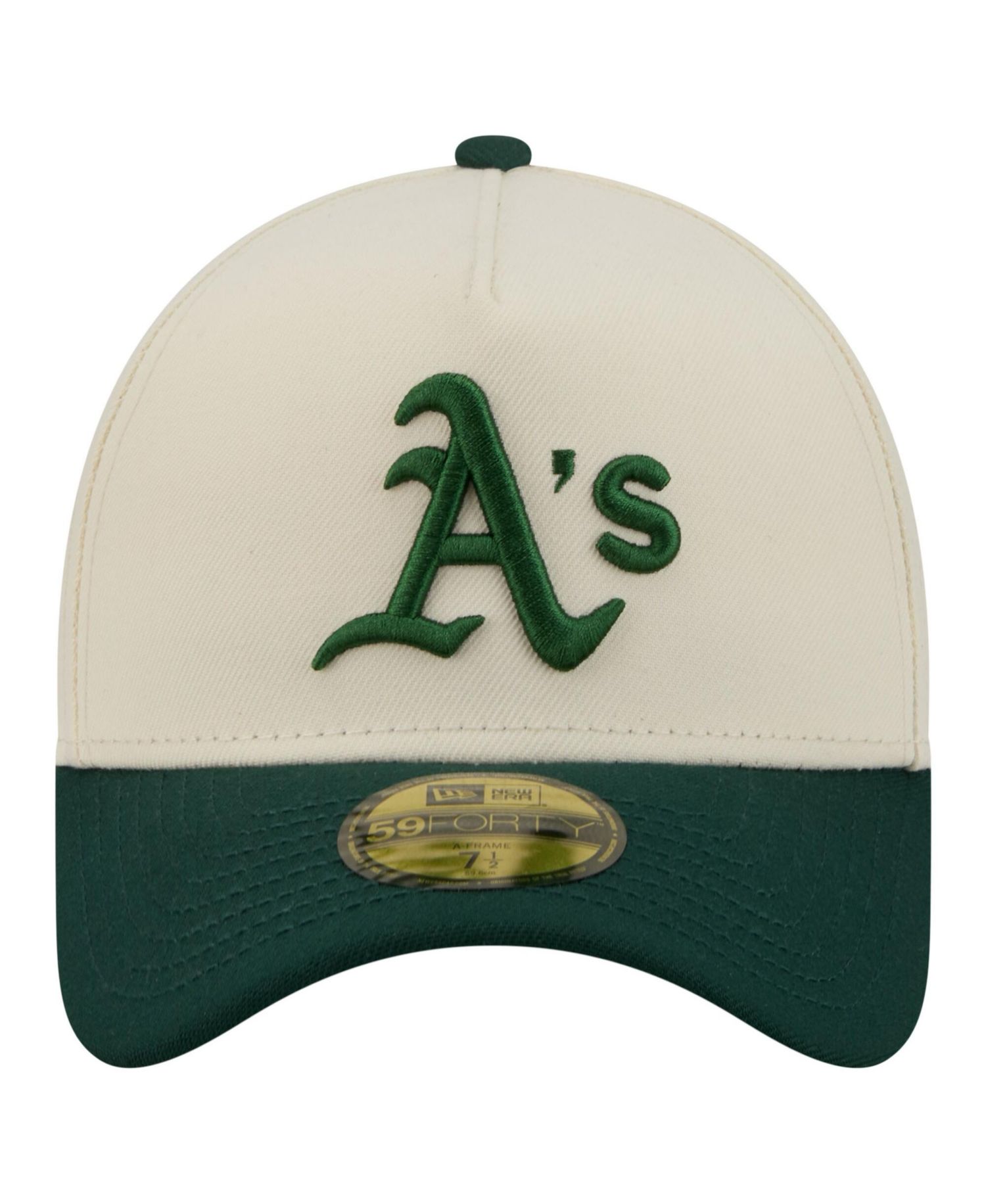 Men's Cream Athletics Chrome A-Frame 59FORTY Fitted Hat