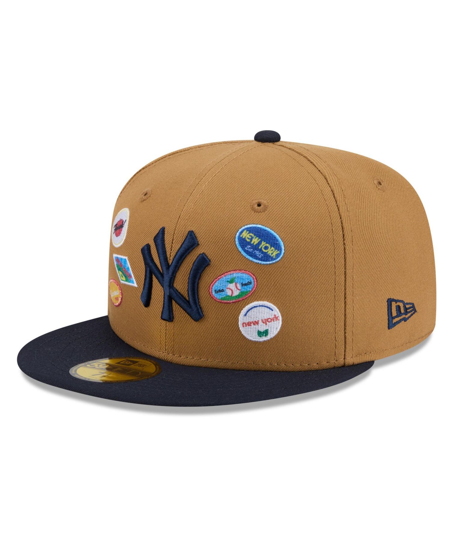 Men's Tan New York Yankees Fruit Sticker 59FIFTY Fitted Hat