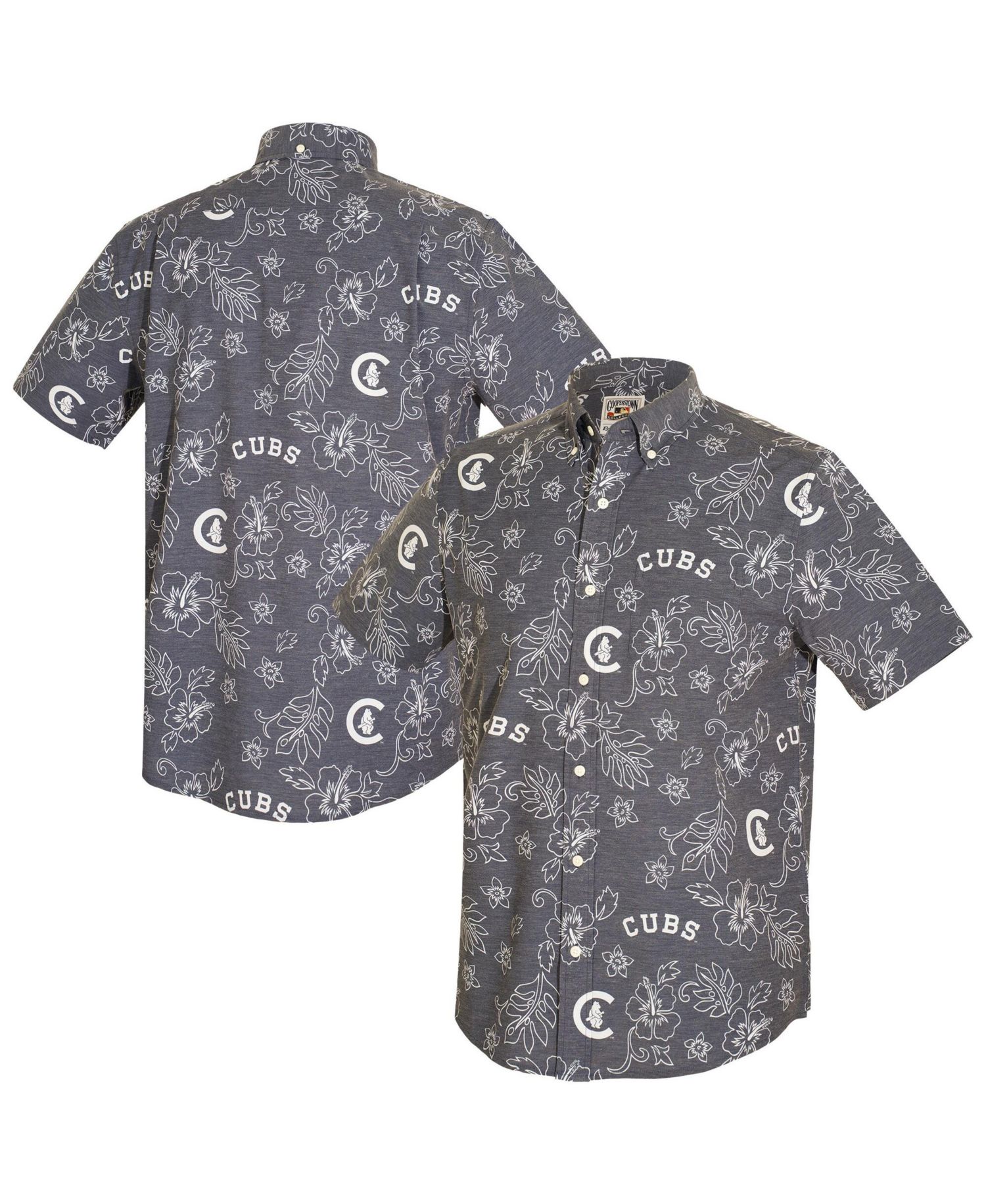 Men's Navy Chicago Cubs Cooperstown Kekai Performance Button-Down Tri-Blend T-shirt