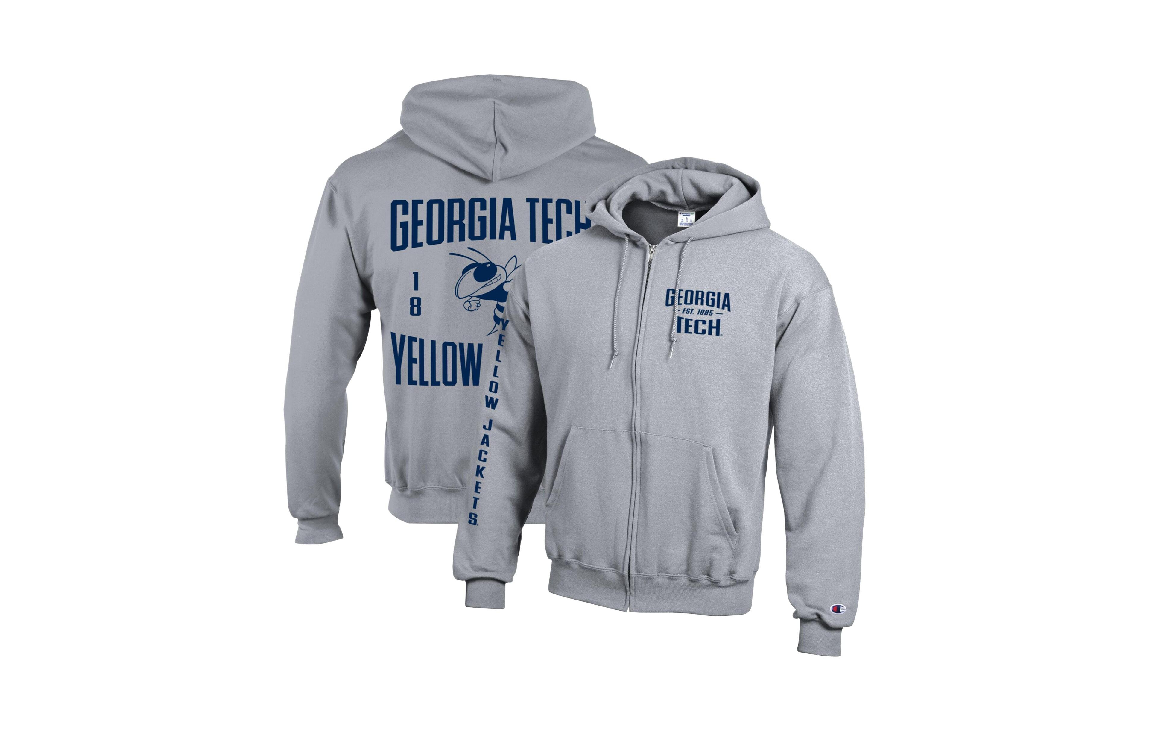 Champion Men's Gray Georgia Tech Yellow Jackets Varsity Power blend Full-Zip Fleece Hoodie