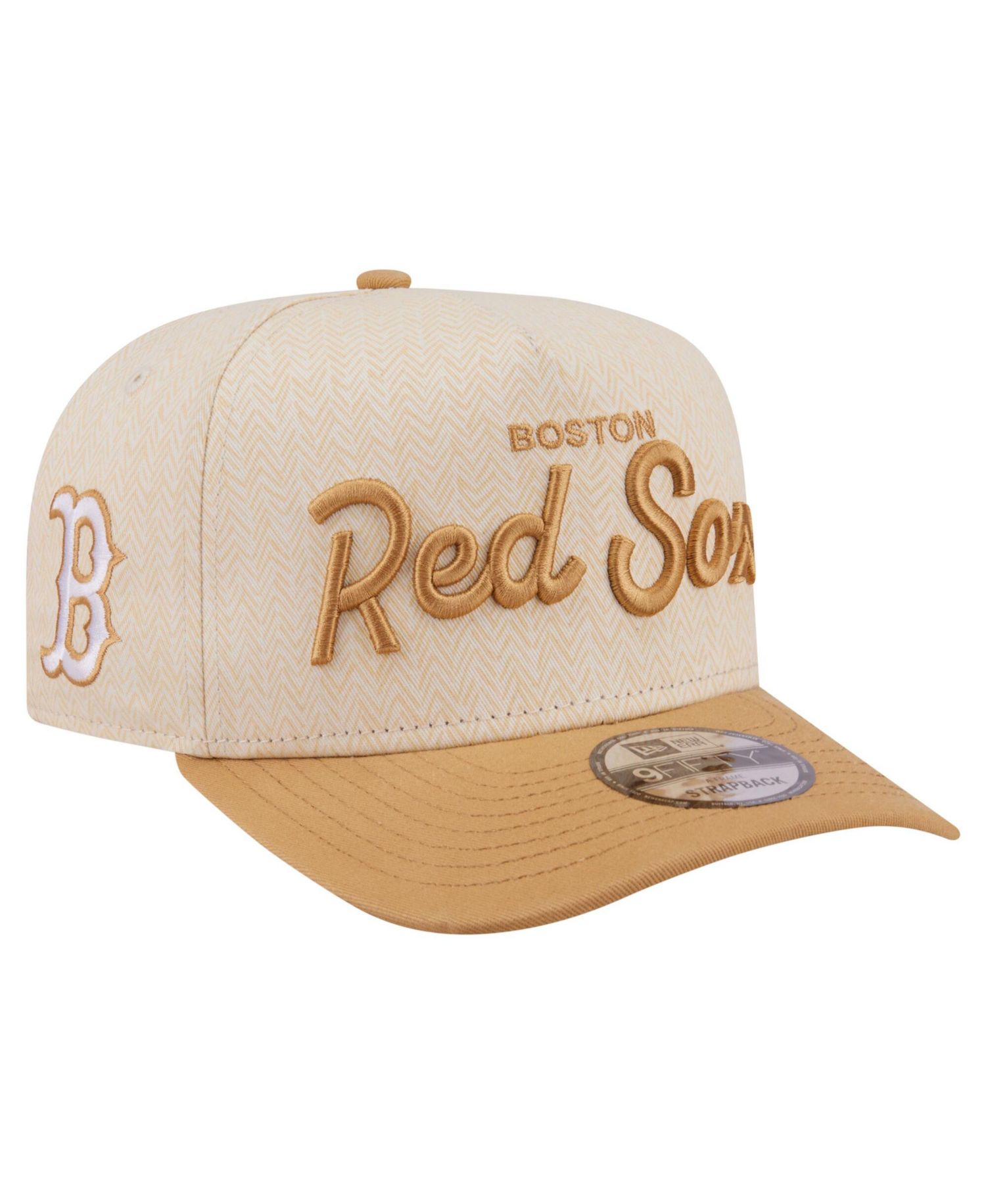 Men's Cream Boston Red Sox Herringbone 9FIFTY A-Frame Snapback Hat