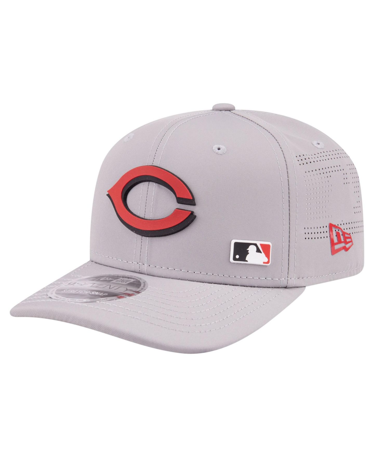 Мужская кепка New Era Gray Cincinnati Reds Laser Perforated 9SEVENTY Adjustable Hat — фото 1