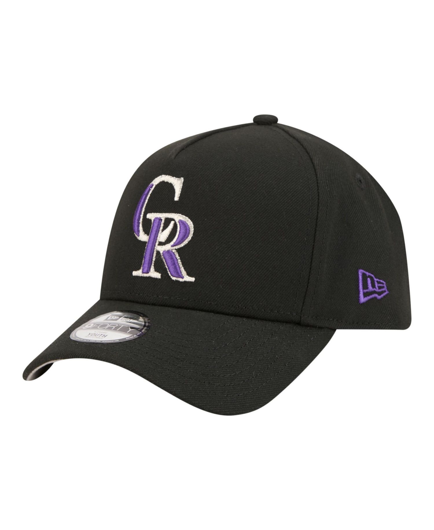 Big Boys and Girls Black Colorado Rockies 9FORTY A-Frame Adjustable Hat