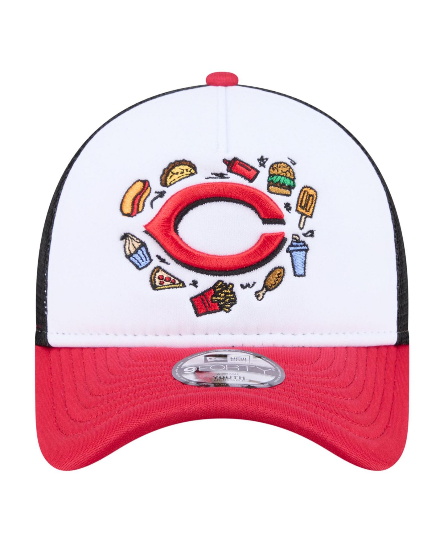 Детская кепка New Era White/Red Cincinnati Reds Food A-Frame 9FORTY Trucker Adjustable Hat — фото 2