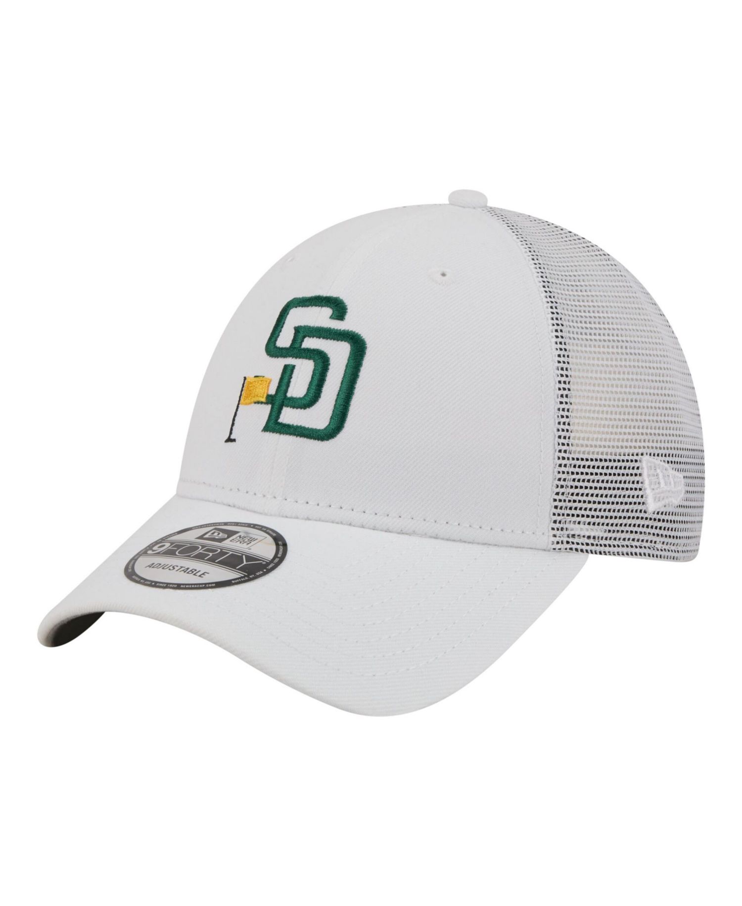 Men's White San Diego Padres Flag 9FORTY Trucker Adjustable Hat