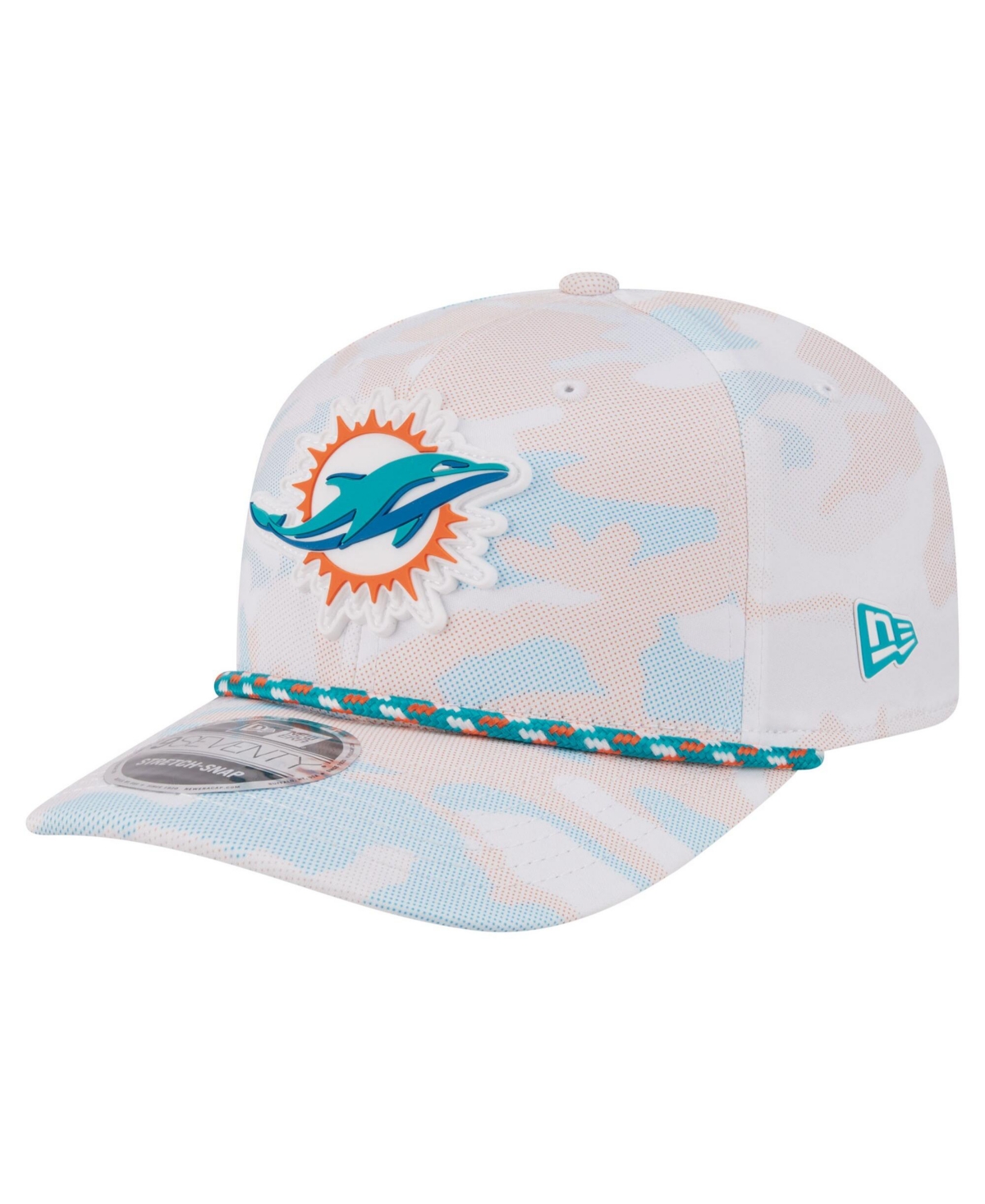 New Era Men's White Miami Dolphins Camo Rope 9SEVENTY Adjustable Hat - White