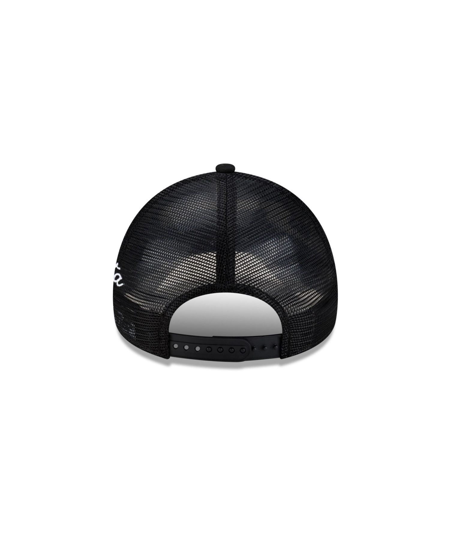 Men's Black Atlanta Braves Side Script 9FORTY A-Frame Trucker Adjustable Hat