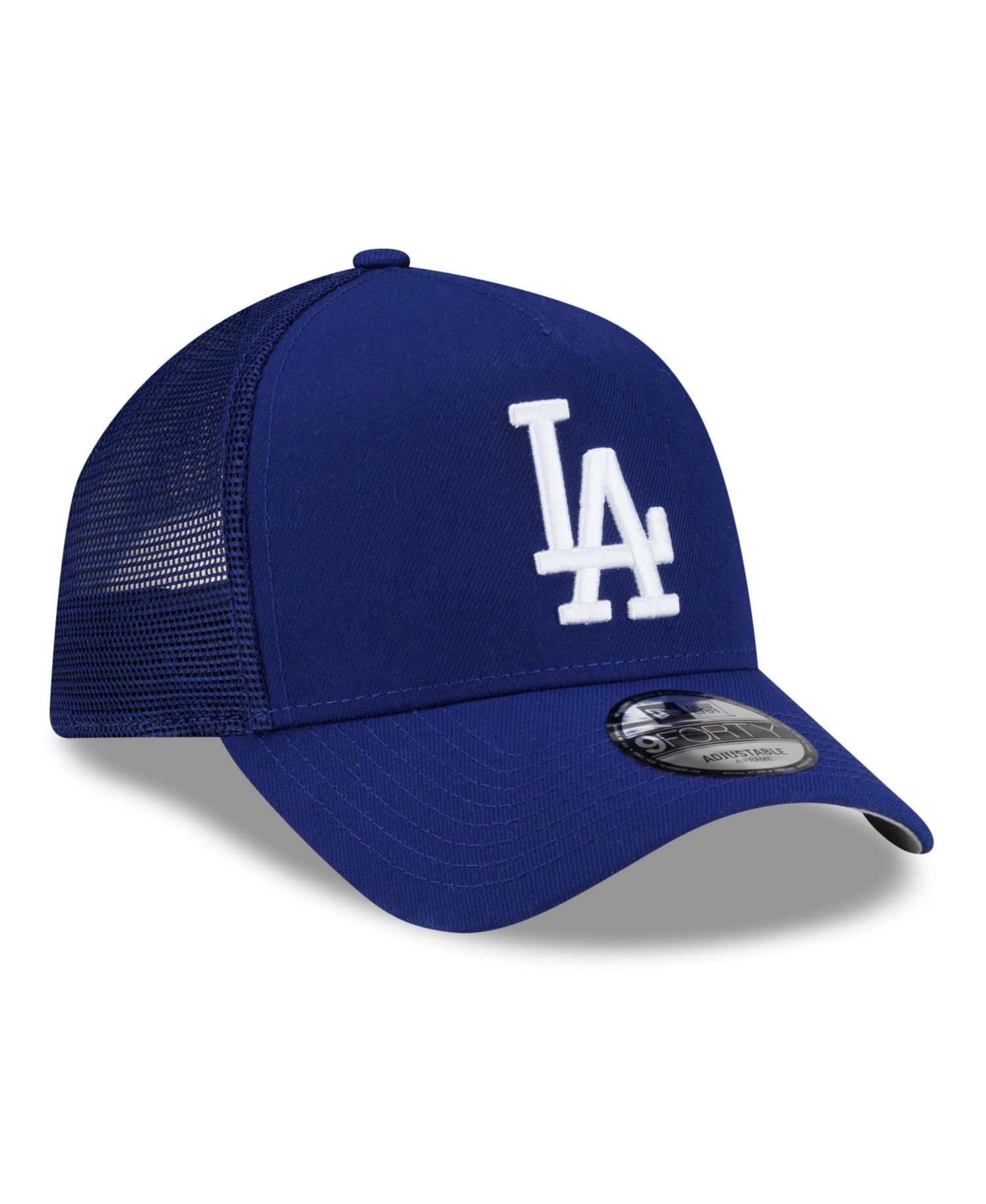 Men's Royal Los Angeles Dodgers Side Script 9FORTY A-Frame Trucker Adjustable Hat