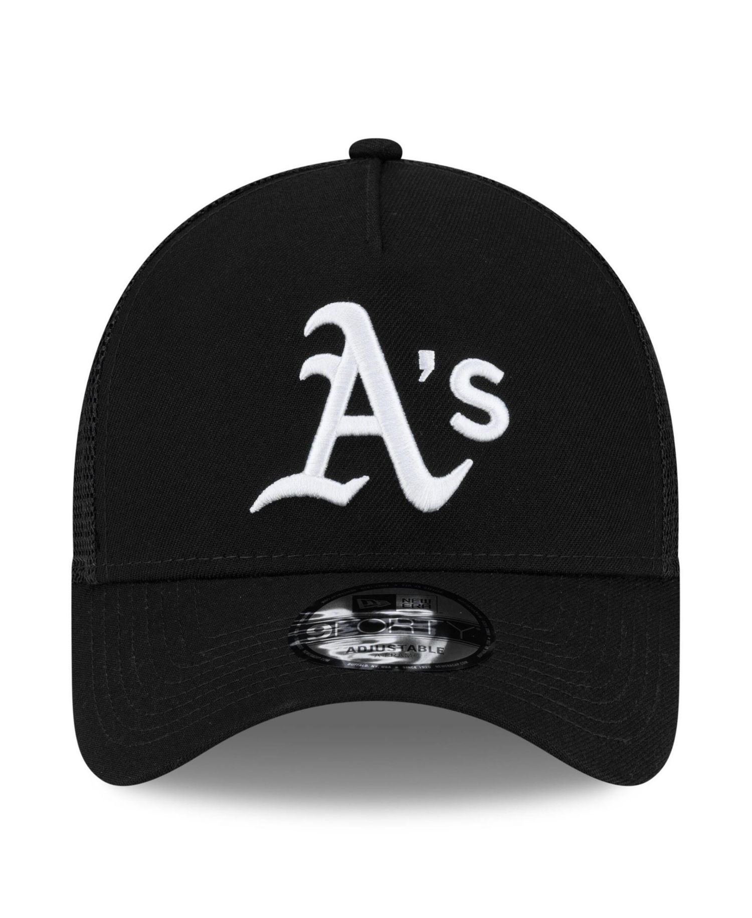 Men's Black Athletics Side Script 9FORTY A-Frame Trucker Adjustable Hat